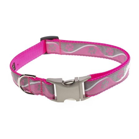 SASSY DOG WEAR Paw Waves Pink Dog Collar Adjusts 10-14 in. Small PAW WAVE PINK2-C